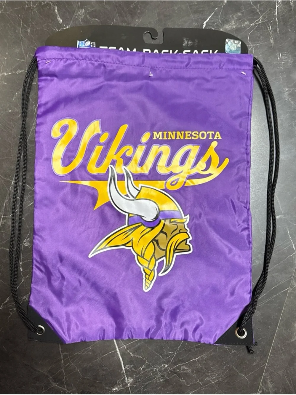 NFL Minnesota Vikings Purple and Gold Drawstring Backpack